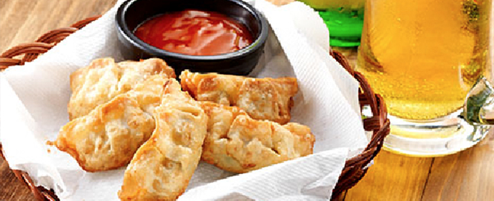 Basket of happy hour fried potstickers